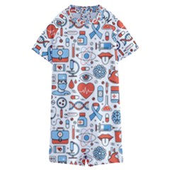 Medical Icons Square Seamless Pattern Kids  Boyleg Half Suit Swimwear