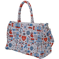 Medical Icons Square Seamless Pattern Duffel Travel Bag