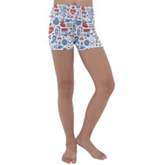 Medical Icons Square Seamless Pattern Kids  Lightweight Velour Yoga Shorts