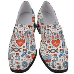 Medical Icons Square Seamless Pattern Women s Chunky Heel Loafers