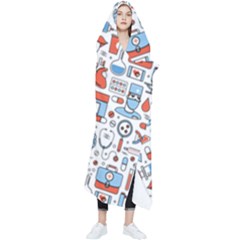 Medical Icons Square Seamless Pattern Wearable Blanket by Jancukart