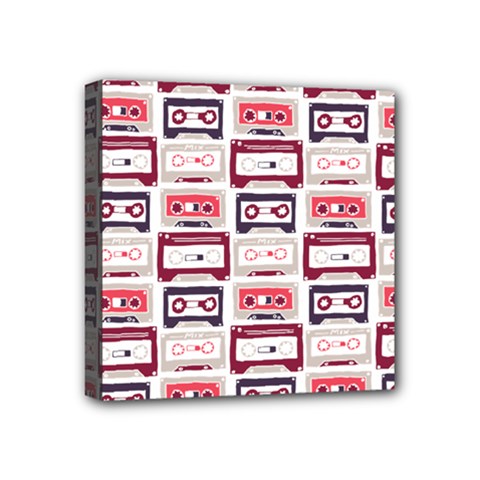 Cassettes Seamless Pattern Mini Canvas 4  X 4  (stretched)