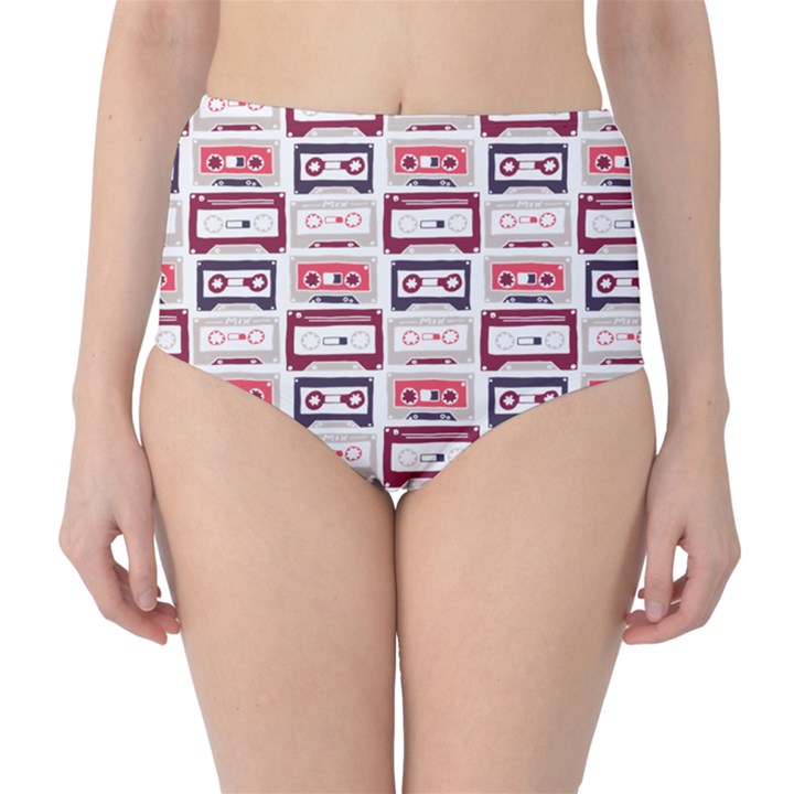 Cassettes Seamless Pattern Classic High-Waist Bikini Bottoms