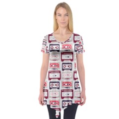 Cassettes Seamless Pattern Short Sleeve Tunic 