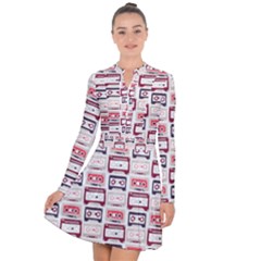 Cassettes Seamless Pattern Long Sleeve Panel Dress