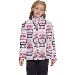 Cassettes Seamless Pattern Kids  Puffer Bubble Jacket Coat