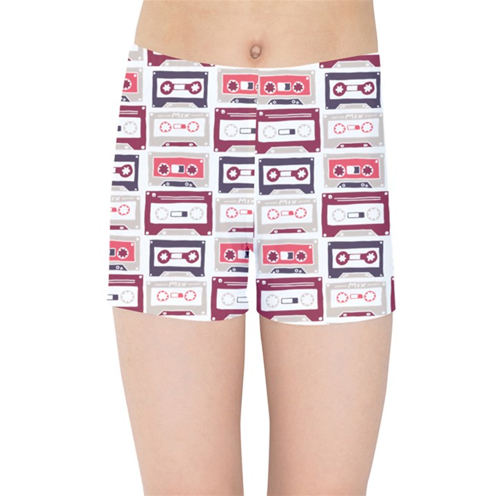 Cassettes Seamless Pattern Kids  Sports Shorts