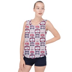 Cassettes Seamless Pattern Bubble Hem Chiffon Tank Top