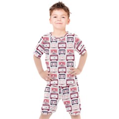 Cassettes Seamless Pattern Kids  Tee And Shorts Set