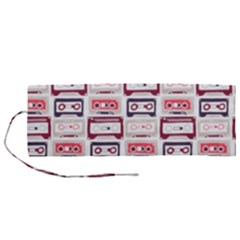 Cassettes Seamless Pattern Roll Up Canvas Pencil Holder (m) by Jancukart