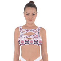 Cassettes Seamless Pattern Bandaged Up Bikini Top