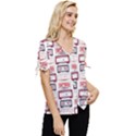 Cassettes Seamless Pattern Bow Sleeve Button Up Top View3