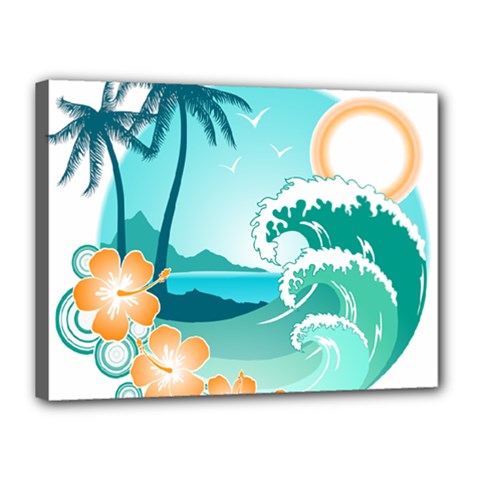 Paradise Heaven Holiday Beach Orange Ocean Canvas 16  X 12  (stretched)