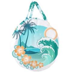 Paradise Heaven Holiday Beach Orange Ocean Giant Round Zipper Tote