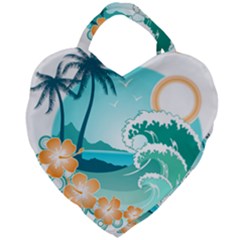 Paradise Heaven Holiday Beach Orange Ocean Giant Heart Shaped Tote