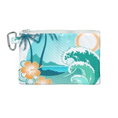 Paradise Heaven Holiday Beach Orange Ocean Canvas Cosmetic Bag (medium)