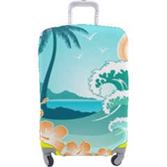 Paradise Heaven Holiday Beach Orange Ocean Luggage Cover (large) by Jancukart