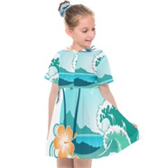 Paradise Heaven Holiday Beach Orange Ocean Kids  Sailor Dress