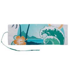 Paradise Heaven Holiday Beach Orange Ocean Roll Up Canvas Pencil Holder (m) by Jancukart