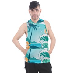 Paradise Heaven Holiday Beach Orange Ocean Men s Sleeveless Hoodie by Jancukart