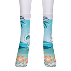 Paradise Heaven Holiday Beach Orange Ocean Crew Socks