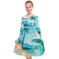 Paradise Heaven Holiday Beach Orange Ocean Kids  Midi Sailor Dress