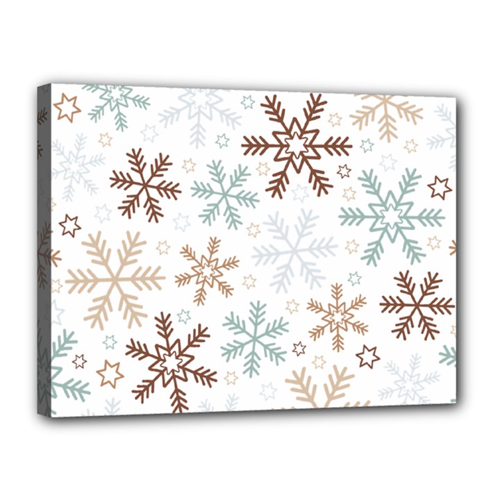 Christmas Background With Snowflake And Star Seamless Pattern Canvas 16  x 12  (Stretched)