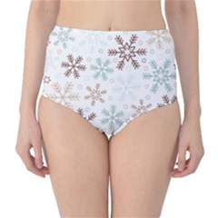 Christmas Background With Snowflake And Star Seamless Pattern Classic High-waist Bikini Bottoms by Jancukart