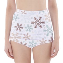 Christmas Background With Snowflake And Star Seamless Pattern High-waisted Bikini Bottoms