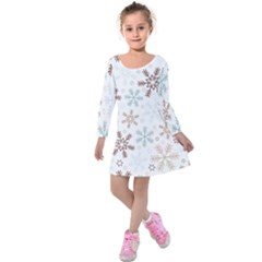 Christmas Background With Snowflake And Star Seamless Pattern Kids  Long Sleeve Velvet Dress