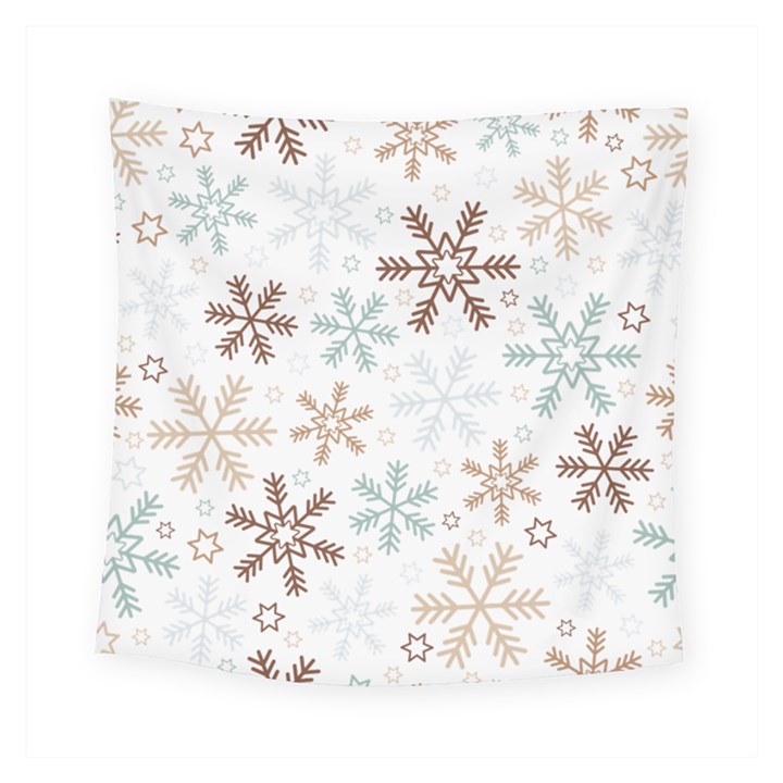 Christmas Background With Snowflake And Star Seamless Pattern Square Tapestry (Small)