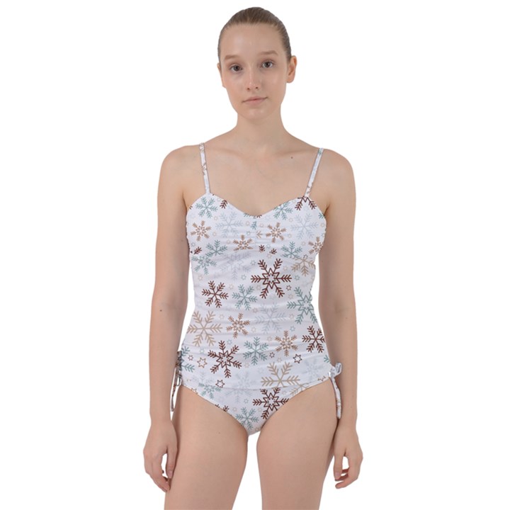 Christmas Background With Snowflake And Star Seamless Pattern Sweetheart Tankini Set