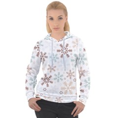 Christmas Background With Snowflake And Star Seamless Pattern Women s Overhead Hoodie