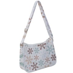 Christmas Background With Snowflake And Star Seamless Pattern Zip Up Shoulder Bag