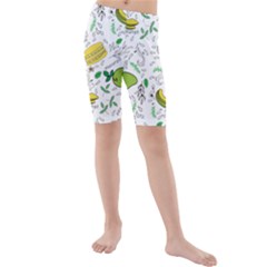 Hamburger With Fruits Seamless Pattern Kids  Mid Length Swim Shorts