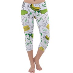 Hamburger With Fruits Seamless Pattern Capri Yoga Leggings