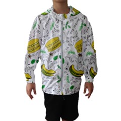 Hamburger With Fruits Seamless Pattern Kids  Hooded Windbreaker