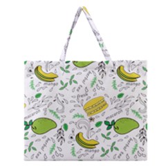 Hamburger With Fruits Seamless Pattern Zipper Large Tote Bag