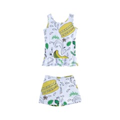 Hamburger With Fruits Seamless Pattern Kids  Boyleg Swimsuit