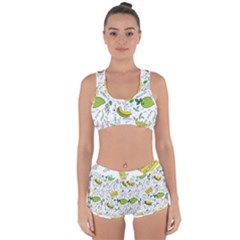 Hamburger With Fruits Seamless Pattern Racerback Boyleg Bikini Set