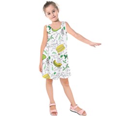 Hamburger With Fruits Seamless Pattern Kids  Sleeveless Dress