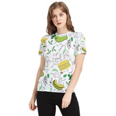 Hamburger With Fruits Seamless Pattern Women s Short Sleeve Rash Guard