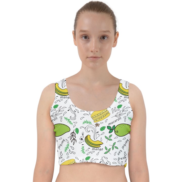 Hamburger With Fruits Seamless Pattern Velvet Racer Back Crop Top