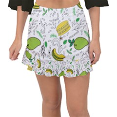 Hamburger With Fruits Seamless Pattern Fishtail Mini Chiffon Skirt