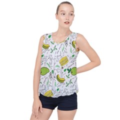 Hamburger With Fruits Seamless Pattern Bubble Hem Chiffon Tank Top