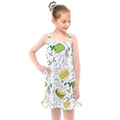 Hamburger With Fruits Seamless Pattern Kids  Overall Dress