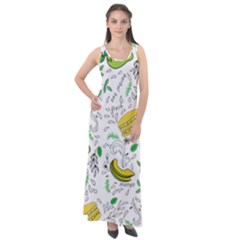 Hamburger With Fruits Seamless Pattern Sleeveless Velour Maxi Dress