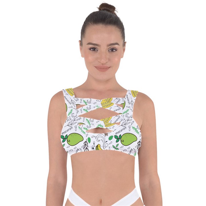 Hamburger With Fruits Seamless Pattern Bandaged Up Bikini Top