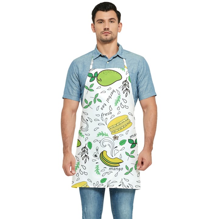 Hamburger With Fruits Seamless Pattern Kitchen Apron