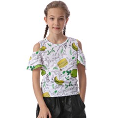 Hamburger With Fruits Seamless Pattern Kids  Butterfly Cutout Tee